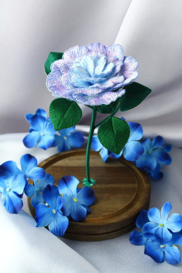 立体刺繍花『Goddess of Mirage 砂漠の薔薇』/ Blue 3枚目の画像