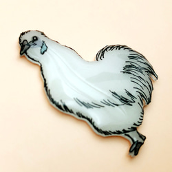烏骨鶏（うこっけい）メス　ブローチ 5枚目の画像