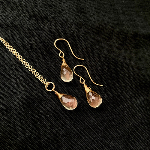 天然石 希少石オレゴンサンストーン ピアス☆14kgf