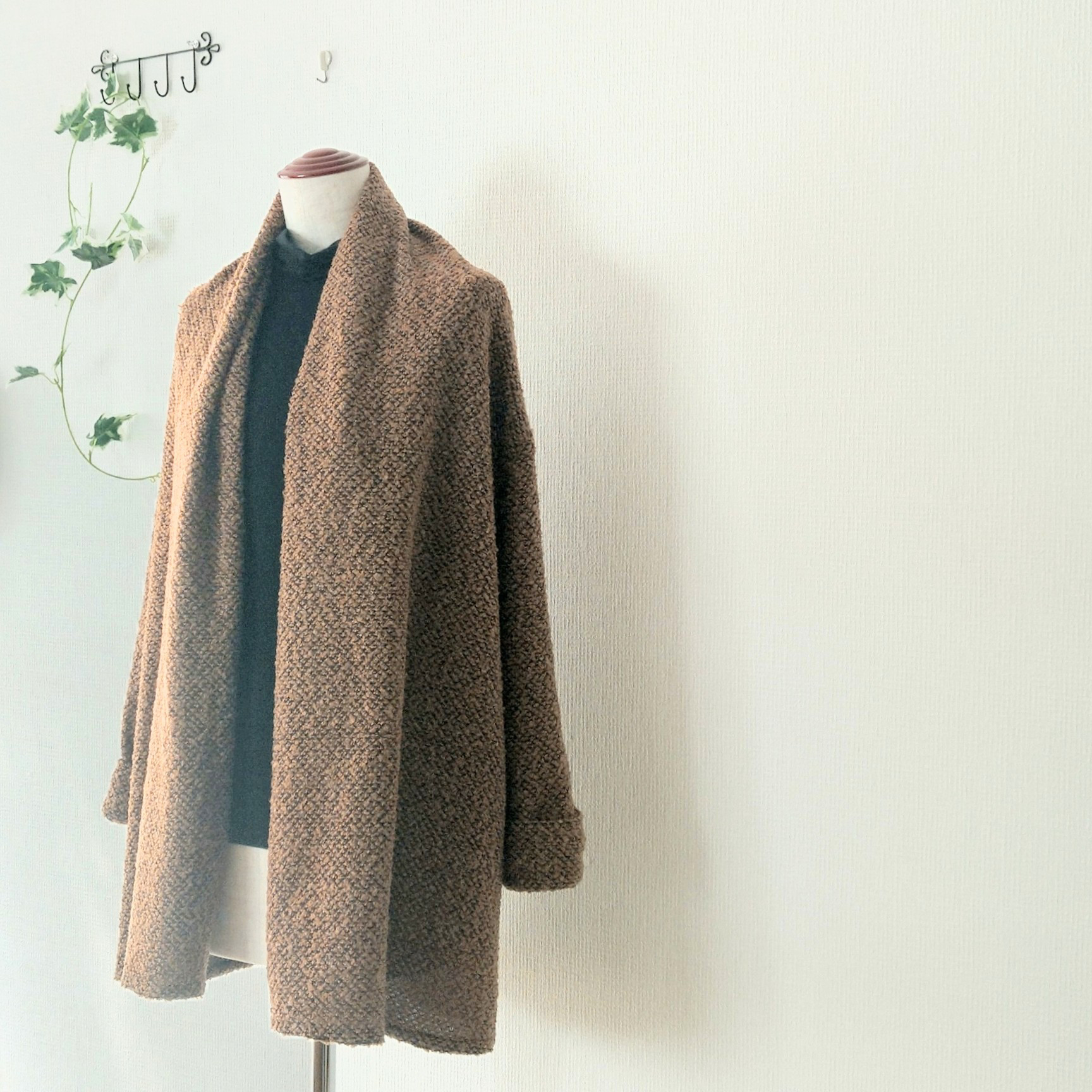 【送料無料】ブークレウールニットのローブジャケット