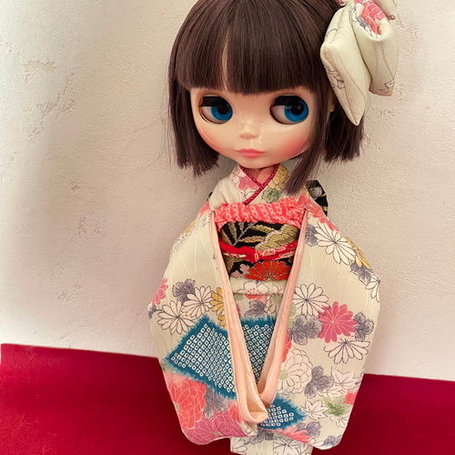 22cmドールさん着物 正絹振袖 0141 ブライス アイシードール