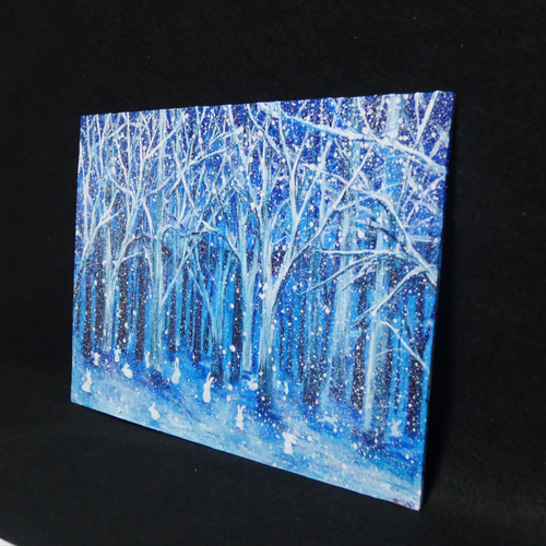 油絵 油彩 油彩画 絵 絵画 【冬の林の兎】 絵画 HR 通販 15127968