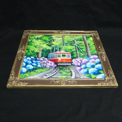 油絵 油彩 油彩画 絵 絵画【紫陽花薫る箱根登山鉄道】 12枚目の画像