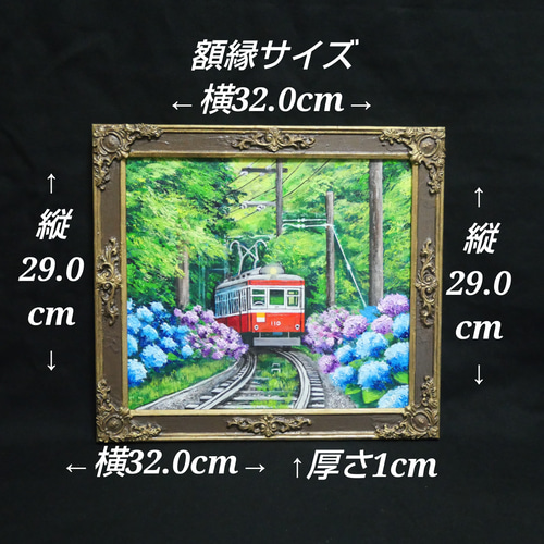 油彩画 原画】初夏の特等席〜紫陽花の咲く線路沿い〜 絵画 アジサイ