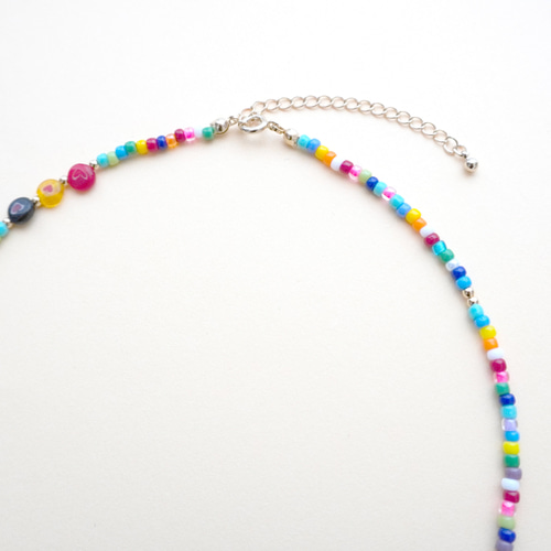 ビーズネックレス カラフル レインボー チョーカー ネックレス