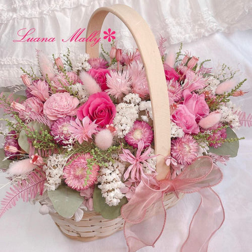 ご購入済みリメイク　スクエアバスケット おねむなうさぎ さん ローズいっぱい 新品未使用】2種セット おぱんちゅうさぎ カゴ バスケット ピンク