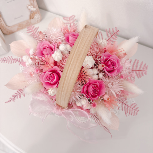 花籠 ( ピンク ) 1個 豪華 華やかな パステルピンク 花籠 ✽喜ばれる フラワー