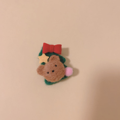 複数購入可】羊毛フェルトのくまさんデコパーツ（茶色）1個