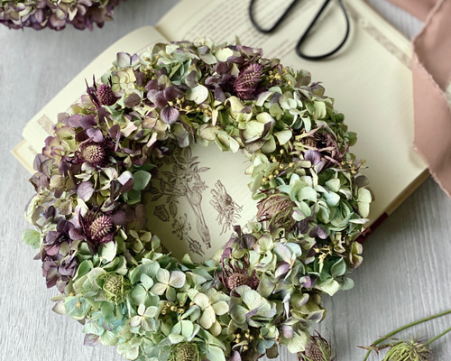紫陽花リース 紫陽花リース ☆ antique green | iichi 日々の暮らしを心地よく