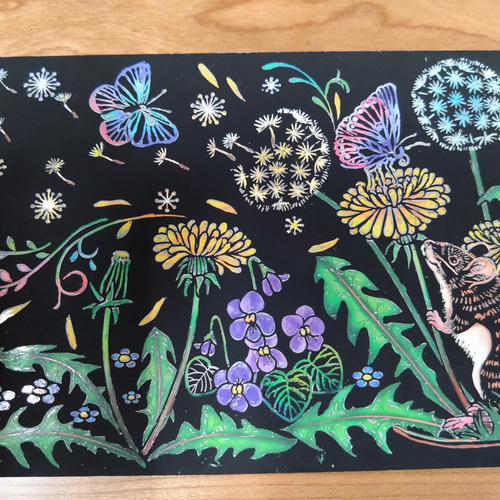 スクラッチアート（ネズミ） 絵画 シェラブ 通販 15128400｜Creema