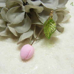 チューリップ風　チャーム　樹脂粘土加工パーツ ピンク 4枚目の画像