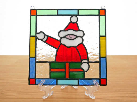 ステンドグラス ミニパネル サンタクロース 15cm その他インテリア雑貨