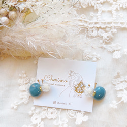 アシンメトリーデザイン×ブロック ピスタチオ×淡水パール×ドライ