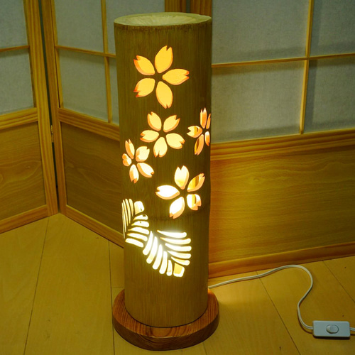 竹あかり・竹灯籠 〜〜色桜〜〜 スタンドライト・テーブルランプ sada