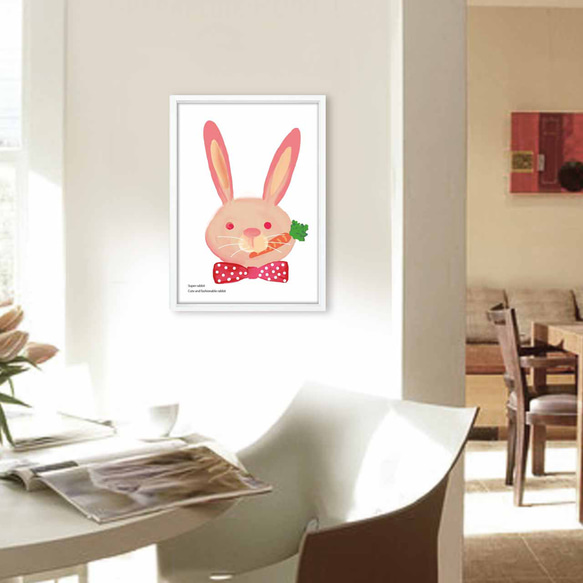 Super Rabbit 　うさぎ　かわいい　イラスト　アート  アートポスター　ポスター  A4　全作定評品質　990 3枚目の画像