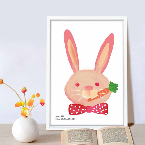 Super Rabbit うさぎ かわいい イラスト アート アートポスター