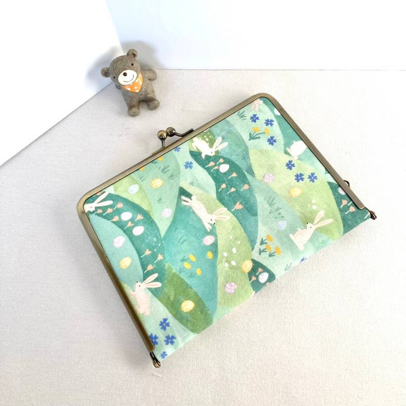 ガシャ髑髏 ハンドメイド がま口バッグ お薬手帳ケース 浮き足がま口長財布