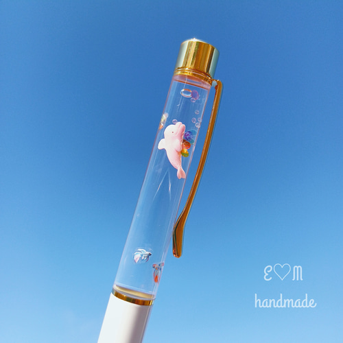 幸せ♪ピンクイルカのボールペン ペン・筆記用具 E♡M handmade 通販