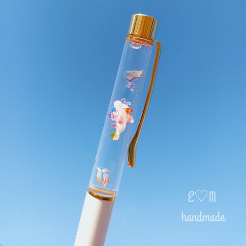 幸せ♪ピンクイルカのボールペン ペン・筆記用具 E♡M handmade 通販