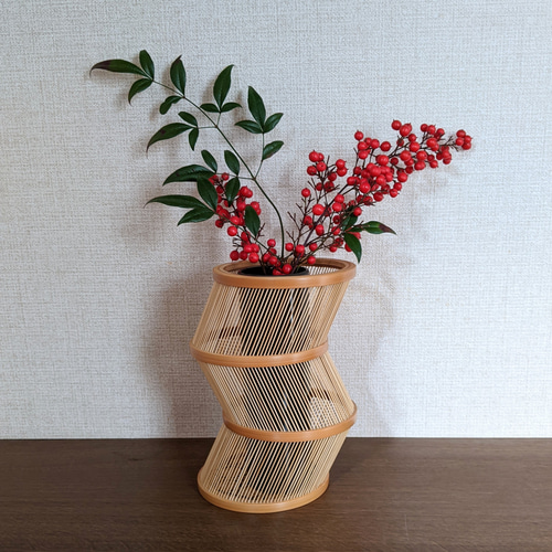 駿河竹細工 竹製品 花器 浮雲(大) フラワーベース 個性的 おしゃれ