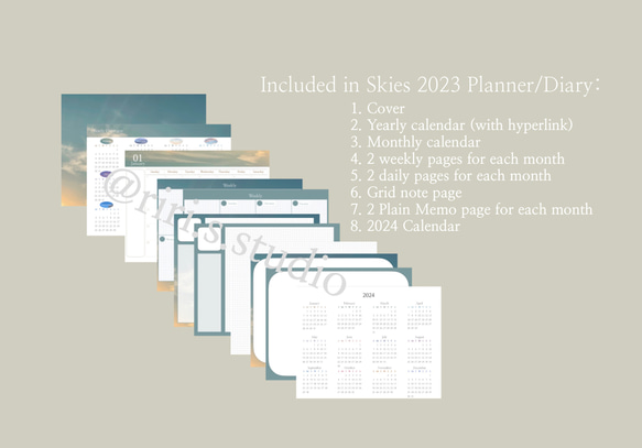 "Skies" 2023 Digital Planner/Diary （デジタルプランナー・ダイアリー） 5枚目の画像