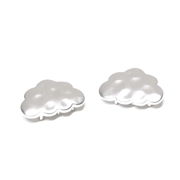 新作【2件】Cute Cloud Cloud Motif Matte Silver Charm NF 第1張的照片