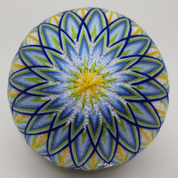 手鞠貓店手鞠「菊花」白底藍10cm Temari Temari Temari 四季掛飾 第2張的照片