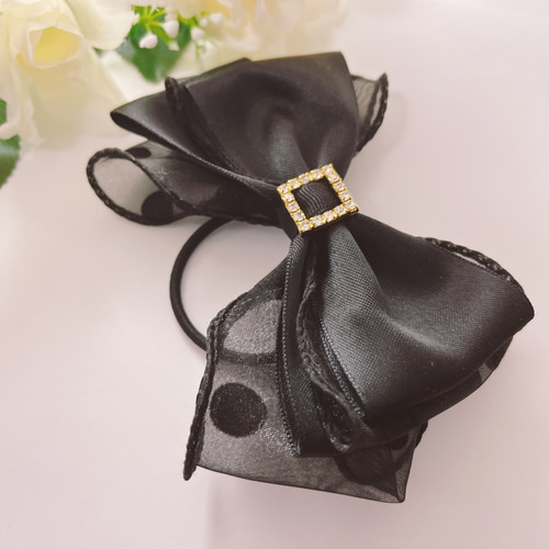 【213】 ハンドメイド　リボン　ヘアゴム 213 ハンドメイド リボン ヘアゴム チェック 赤 ハートの通販 by