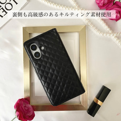 【特集掲載作品】iPhoneケース　スマホケース　リボン☆黒☆手帳型スマホケース　人気　カード収納　13　15　16 5枚目の画像