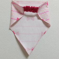 花＆リボン（ピンク）子供用三角巾 ゴム紐 3枚目の画像