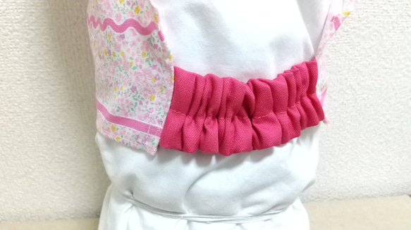 花＆リボン（ピンク）子供用三角巾 ゴム紐 4枚目の画像