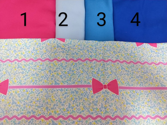 花＆リボン（ピンク）子供用三角巾 ゴム紐 8枚目の画像