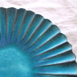 Takatori ware Takatori ware 土耳其藍錘紋環花盤 大盤盤盤一盤25cm陶輪 rokuro-005 第6張的照片