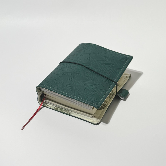 A6 サイズ 手帳カバートラベラーズノートカバー手帳カバー合皮レザー緑 7枚目の画像