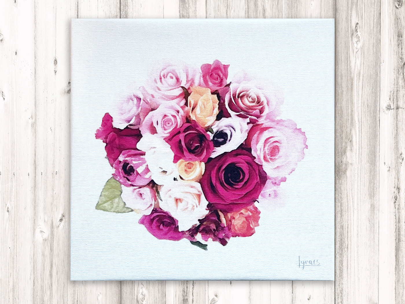 ファブリックパネル アート絵画 バラ ローズ ブーケ 花束 正方形 SSM