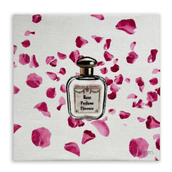 ファブリックパネル アート絵画 薔薇（バラ）ローズ 花びら 香水 イタリア フィレンツェ 正方形 SSMサイズ 日本製 2枚目の画像