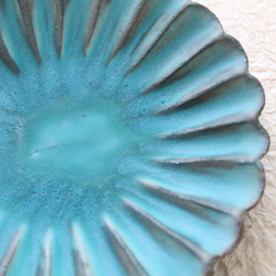 Takatori ware Takatori ware 土耳其藍色錘花環花盤小盤子盤子 16cm Rokuroan 陶器餐具 r 第6張的照片