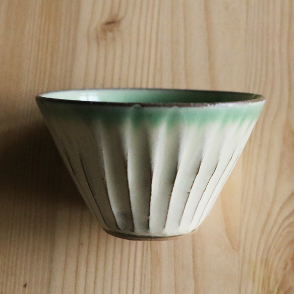 高取焼 高取焼き トルコブルーしのぎ小鉢 フリーカップ 9.5cm ろくろ庵 陶器 食器   rokuro-009 12枚目の画像