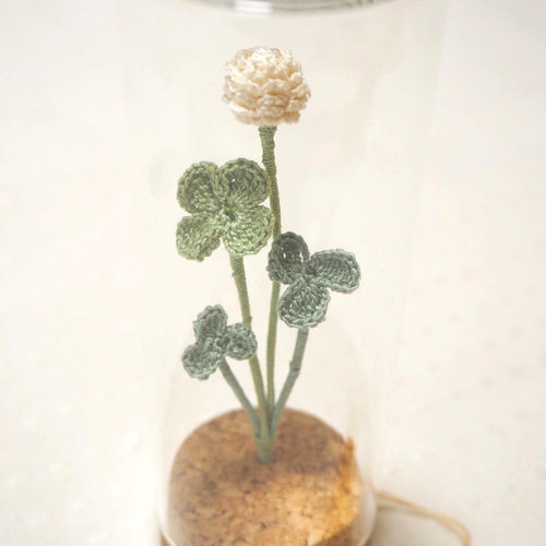 クローバー花瓶 クローバーと白詰草 ガラスボトルフラワー 一輪挿し・花瓶・花器