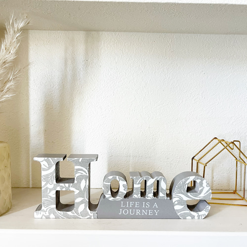 インテリア ウッドオブジェ アルファベット レター HOME グレー