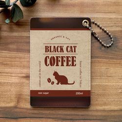 にゃんこコーヒーのパスケース 猫 定期入れ メンズ カードケース バレンタイン コーヒー 1枚目の画像