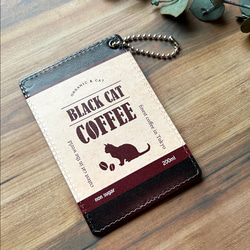 にゃんこコーヒーのパスケース 猫 定期入れ メンズ カードケース バレンタイン コーヒー 3枚目の画像