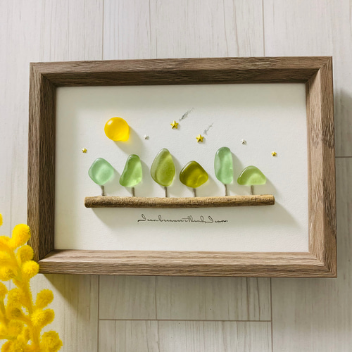 3090 シーグラスアート お月見 満月 小鳥 インテリア雑貨 壁掛け 置物 3090 シーグラスアート お月見 満月 小鳥 インテリア雑貨 壁掛け 置物