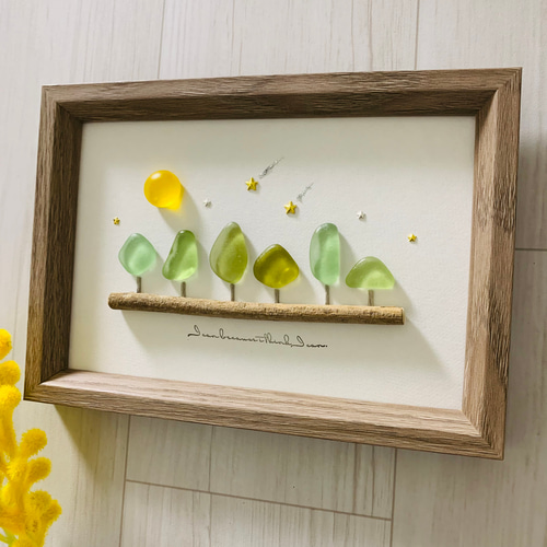 シーグラスアート 海の宝石 インテリア雑貨 北欧 ガラス細工 壁飾り