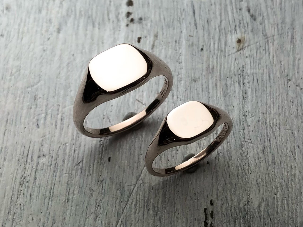 ピンクシルバー/1点物シグネットペアリング【L】/No.00196276、277