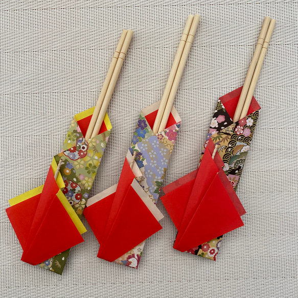 折り紙　お箸袋　楊枝入れ付き　和柄　ホームパーティーに 2枚目の画像