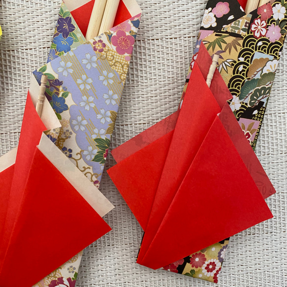 折り紙　お箸袋　楊枝入れ付き　和柄　ホームパーティーに 3枚目の画像