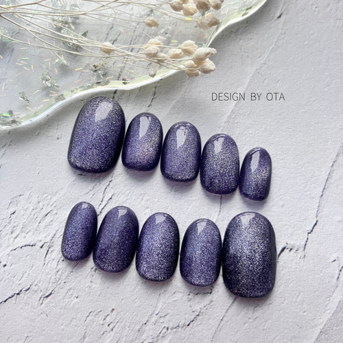 ネイビーマグネット♡ネイルチップ マリン マグネットネイル 【ネイルチップ】 ビー玉ネイル ネイル