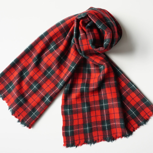 限定1枚 】 ｳｰﾙ90% ｶｼﾐﾔ10% チェック柄マフラー WCAC1213 マフラー