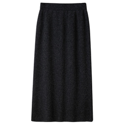 ウール混紡ニットスカート　ロングニットスカート　ダークグレー　フリーサイズ　#0127 9枚目の画像